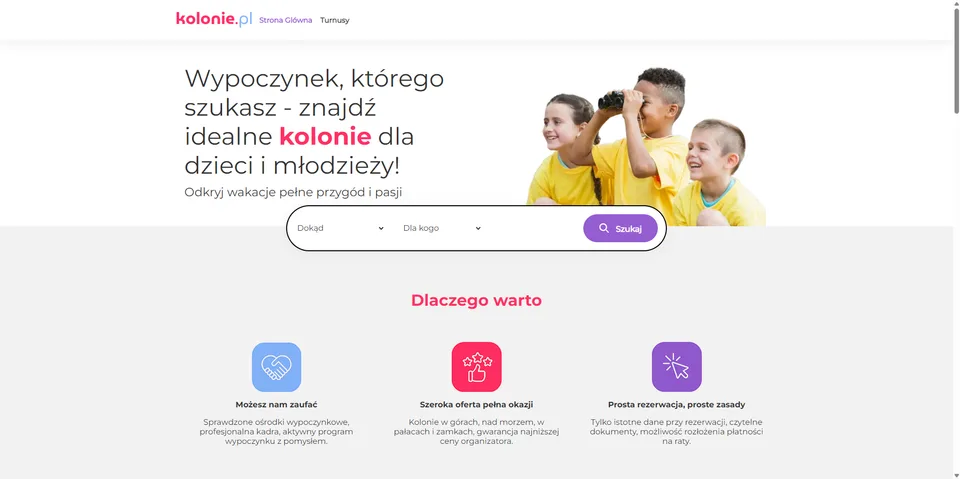 Podgląd strony Kolonie.pl